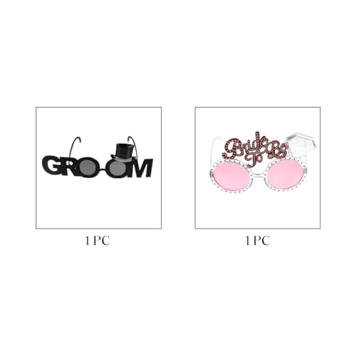 Image of Wanna Party Bride and Groom Eyeglasses, Sunglasses for Bachelor, Bachelorette and Bridal Shower Decorations, Photo Props, 2pcs