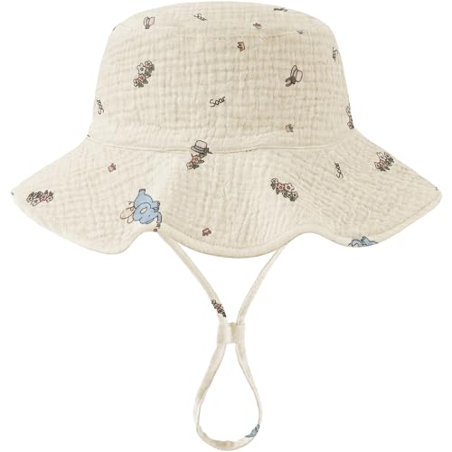 Image of Muslin Baby Sun Hat Sun Protection Baby Toddler Bucket Hats for Boys Girls