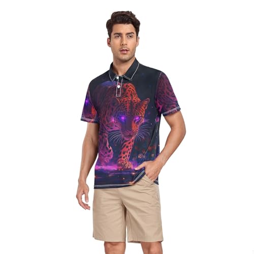 Polo de golf pour homme vêtement rouge léopard idéal pour l'été et les parcours de club