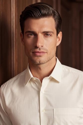 Image of Louis Philippe Men's Slim Fit Easy to Iron Everyday wear Premium Cotton Full Sleeve Textured Formal Shirt