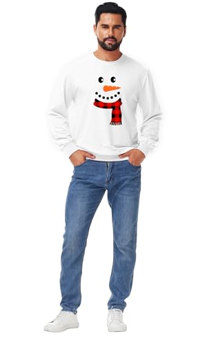 Snowman Face and Plaid Scarf Christmas Sweatshirt - Image 7
