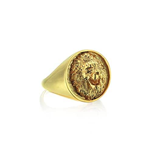 Men's 10k Yellow Gold Lion Head Ring - Bold Statement Ring (Size 8.5)