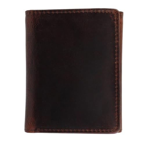Trafalgar Men's Tennyson Tri-Fold Genuine Leather Wallet with ID Window, Brown