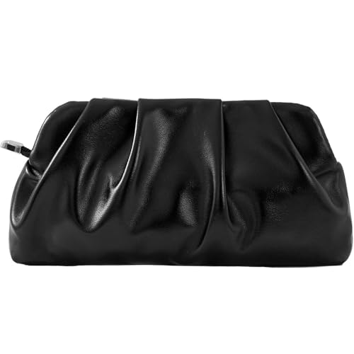 Image of Evening Bag for Women Ruched Clutch Purse Detachable Metal Chain Crossbody Bag
