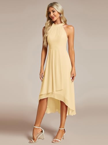 Image of Ever-Pretty Women's Halter Chiffon Midi Cocktail Wedding Guest Dress