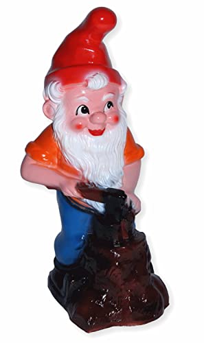 OMÜ Otto Müller Gartenzwerg als Holzfäller Figur Zwerg mit Axt H 32 cm Dekofigur Deko Gartenfigur aus Kunststoff Cover