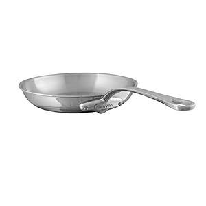 Mauviel M’Cook 5-Ply Polished Stainless Steel Fying Pan With Cast Stainless Steel Handle, 7.9-in, Made In France