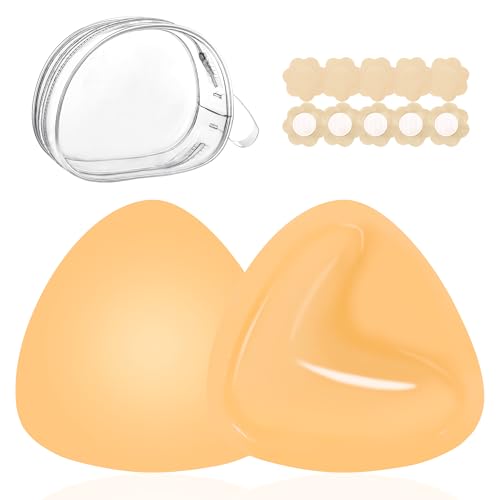 Image of LAZYROSY Double Sided Sticky Bra Ultra Boost Inserts Pads Reusable Push Up Lift Self Adhesive Bra Pads for Bikini Swimsuit (Yellow, B)