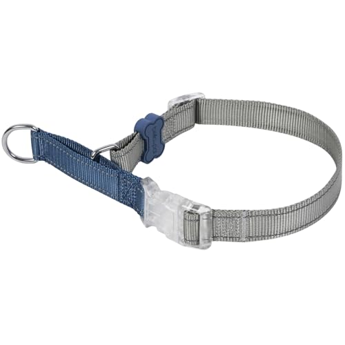 BELLA & PAL Collar Martingale para perros ajustable con hebilla de liberación rápida, collar de nailon reflectante para entrenamiento y caminar, ideal para perros pequeños, medianos y grandes (azul