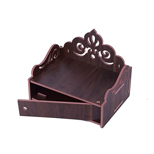 CrazyInk Wooden Readymade Wall Hanging Puja Temple for Home God Stand for Pooja Room Mandir Wood Devghar Stand for Office and Shop Crazyink-513 2