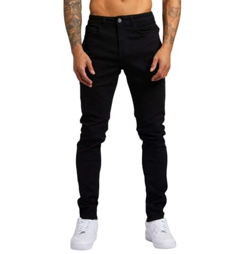Jeans Pants Trousers Denim Street Trendy Slim Fit Washed Commuter Retro Casual for Men