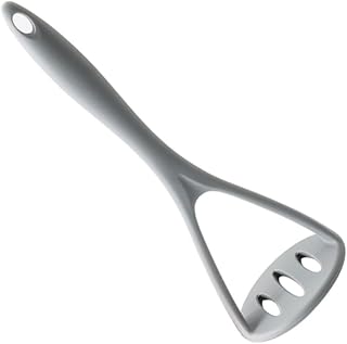 UPKOCH Silicone Potato Masher for Vegetables & Baby Food - Non-Scratch Fruit Ricer with Soft Grip | Dishwasher Safe Kitchen Tool, 10.4in (Grey)