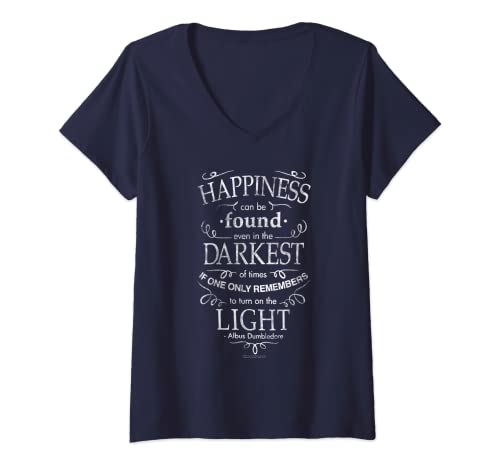 Womens Harry Potter Happiness Quote V-Neck T-Shirt