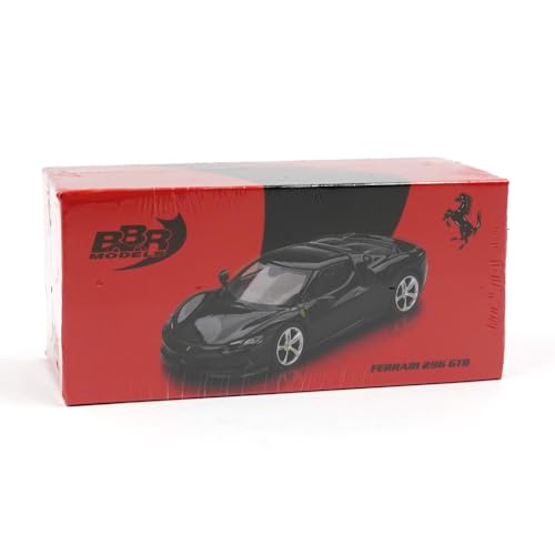 Diecast Model Car Compatible with BBR Models 1:64 Ferrari 296 GTB Nero Daytona Limited Edition BBRFER64003