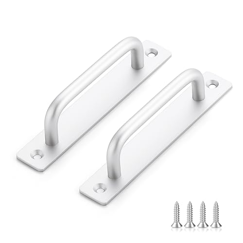 Ravinte Decor Barn Door Handles 2 Pack Silver Door Handles Sliding Cabinet Pulls 5 Hole Center Screen Cabinet Hardware Zinc Alloy Pulls