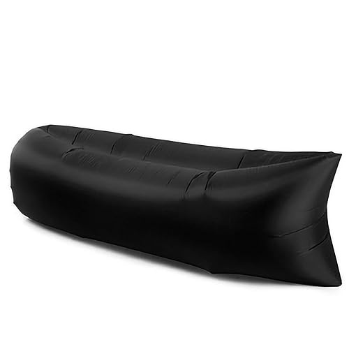 Portable Bean Bag Inflatable Sofa Couch Bed, Leakage - Prevention Lounger for Travel Camping, Polyester Fiber + PE Material (Black)