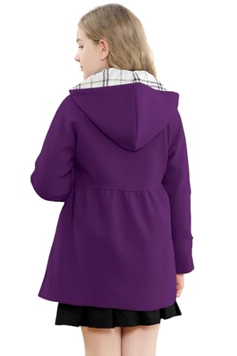 Image of Betusline Girls' Dress Coat, Kids Hoodie Wool Blend Coats Fall Winter Outerwear Peacoat,2-14 Years