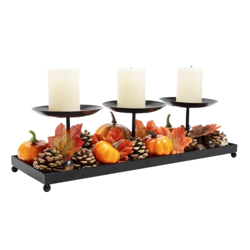 Flangairy Metal Pillar Candle Holders, Fall Centerpieces Dining Table Decor