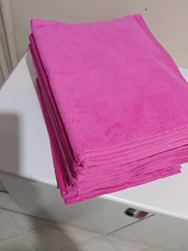 3 Pack Fingertip Guest Towels, Hot Pink Color Turkish Terry Cotton, Small Size 11"X18", For Bath Decoration, Hand, Face, Kitchen, Bathroom, Housewarming Gift (Hot Pink, 3) #TOP4