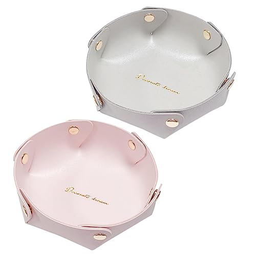 PACKOVE 2pezzi Vassoio Portaoggetti Pelle Vassoio Svuotatasche Multifunzionale Per Chiavi e Gioielli Design Elegante Per Scrivania e Ingresso Rivetti Angolari Per Maggiore Stabilità