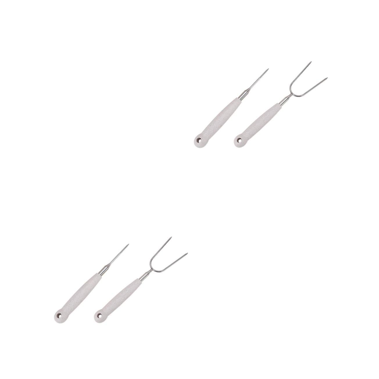 SUPVOX 3 Set Forche Flessibili Spiedini Spiedo Forchette The Fork Barbrcue Double Barbacue Doble Accessori Per Barbecue Forchetta Per Barbecue Silver 2 Pezzi*3