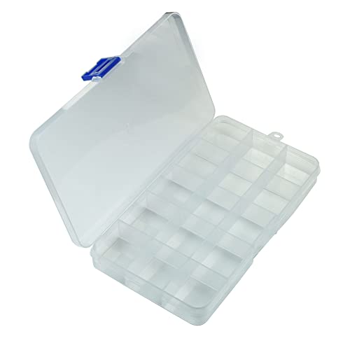 Image of Plastic Grid Storage Box,15 Large Grids Clear Plastic Jewelry Box, Small Accessories Multipurpose Organizer for earrings, tackle, string, (15 Grids - Clear)