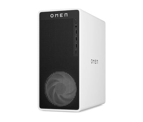 Image of HP OMEN 16L Gaming Desktop, NVIDIA GeForce RTX 3050 Graphics, Intel Core i5-14400F 10-Core Processor, 32GB DDR5 RAM 1TB SSD, Windows 11 Pro Tower Computer, Docking Station, Snow White