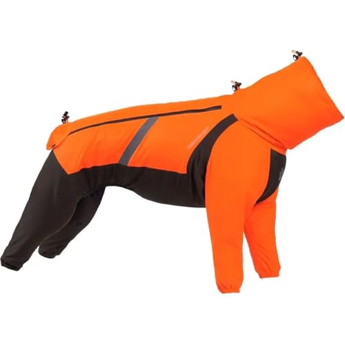 Non-Stop Dogwear Fjord Regenmantel Overall, Reflektierend, Orange-Schwarz, Wasserdichter Hundemantel mit 3M Details (65)