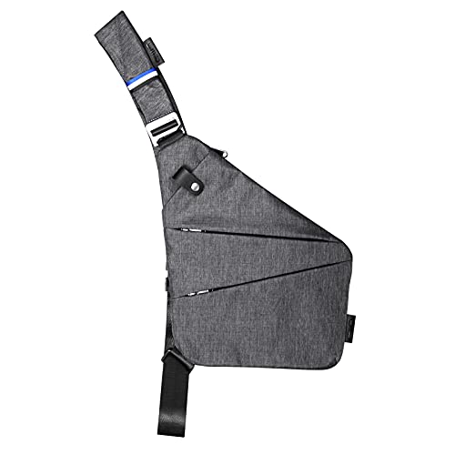 NIID FINO Sling Crossbody Bag Slim Concealed Shoulder Backpack Underarm Armpit Portable Chest Bag Casual Daypack for Travel Work (Grey)