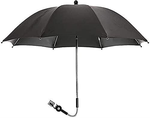 Protección solar parasol universal para cochecitos y sillas de paseo – Protección UV 50+ / 75/85 cm de diámetro Rotación de 360 ​​° con protección solar y protección contra la lluvia ( Color : Black ,