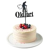 Old Fart Cake Topper – Thick & Sturdy PLA with Sparkly Layer, Built-In Stick, Mess-Free, Reusable Funny Cake Decoration for Over-the-Hill Birthday (Black)