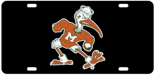 Miami Hurricanes Black Acrylic License Plate Car Tag IBIS