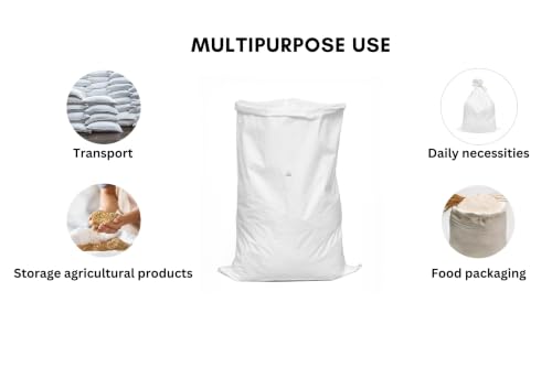 Image of VETAS Empty HDPE White Bag, Bori, Bora for Multipurpose Packing (Set of 10 Pieces)