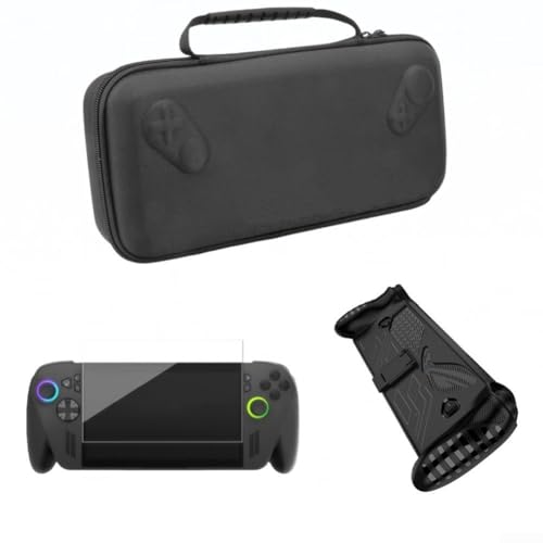 Eawfgtuw Funda protectora con agarre antideslizante texturizado, protector de pantalla de vidrio templado y bolsa de almacenamiento para ROG para consola de mano Xbox -X, choque (negro)