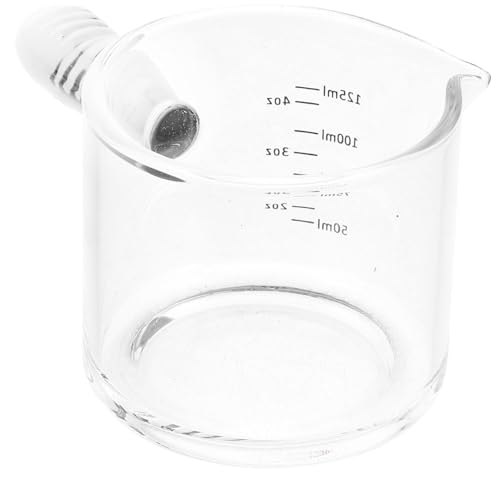 DEARMAMY Bicchiere da Espresso in Vetro con Manico Contenitore per Caffè e Misurino per Uso Domestico e Bar Pitcher per Latte Macchiato e Misurazione Precisa