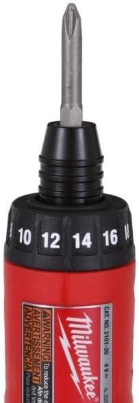 Back view of Milwaukee M4 1/4 Hex Screwdriver showing battery indicator and directional switch