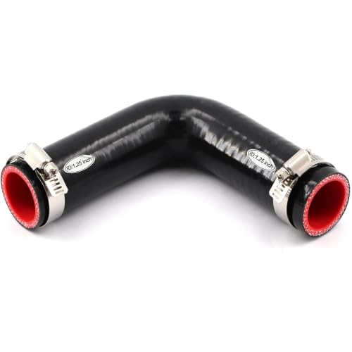 Image of 90 Degree Elbow Coupler Silicone Hose Rubber Pipe 1 1 /4 Inch(32mm) for Coolant Intercooler Air Intake Turbo Boot Boost Radiator Tubing 4-Ply,Length Long 4 Inch with 2PCS Clamps