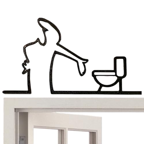 Porte de toilettes abstraite en métal, panneau mural amusant à suspendre, panneau décoratif d'intérieur, 15,2 x 8,2 cm pour café, magasin, maison,...