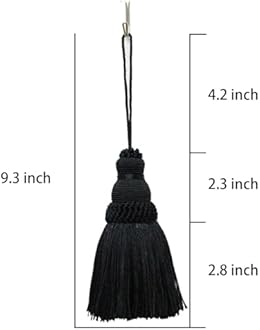 BEL AVENIR 4Pcs Tassels Key Tassel with Loops Handmade Craft Charms DIY Accessories Elegant Soft Making Curtain Home Decoration (Black, 4 pcs)