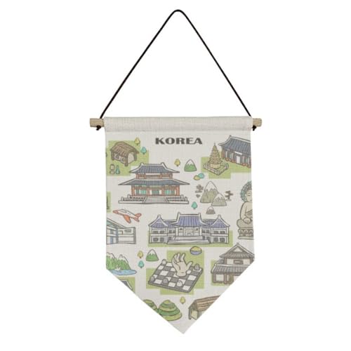 Drapeau en toile déco Séoul Corée du Sud pour suspension murale