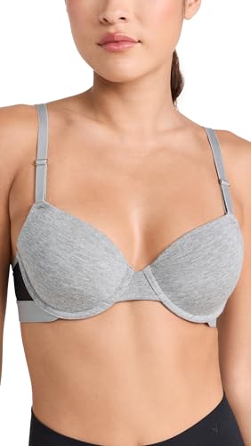 LIVELY All-Day T Shirt Bras for Women | Full Coverage Flexible Underwire Bra with Breathable Mesh Wing | Super Soft Fabric Heather Gray