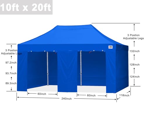 Image of ABCCANOPY Commercial Pop Up Canopy Tent with Sidewalls 10X20,Royal Blue