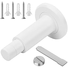 Adjustable Height Door Stopper,304 Stainless Steel Door Stop with Rubber Buffer, Wall Mounted Door Holder, Heavy Duty Doorstops Hardware for Home Office White
