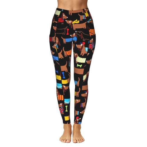 Mallas de yoga Dachshund opacas con bolsillos solucionan transparencias en fitness 2