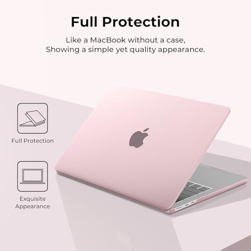 Image of EooCoo Case Compatible for MacBook Air 13.6 inch M5 2026 2025 2024 2022 M4 M3 M2, A3449 A3240 A3113 A2681, Translucent Matte Protective Hard Shell Cover, [Ultra-Thin Invisible] [Original Texture]-Pink