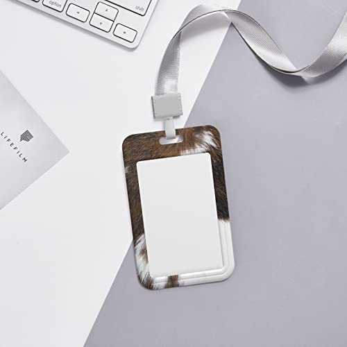 Waterproof Plastic Id Badge Holder,Farm Animal Brown Cow Hide Skin Worker Badge Holder With Detachable Neck Lanyar,Name Badge Holder For Women Work Nurse Teacher Children(Christmas Cowhide) #TOP4