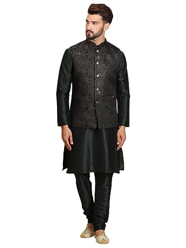 Ethluxis Men's Kurta Churidar Pyjama with Nehru Bandhgala Jacket