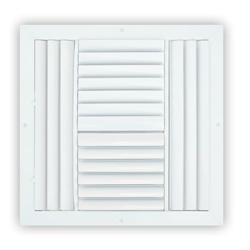 Aluminum 14 x 14 Inch 4-Way Adjustable Air Vent Cover & Deflector for HVAC, Ceiling Vent Covers, Register, Grilles & Vents, AC Vent Covers Ceiling - Improve Airflow in Your Home or Office