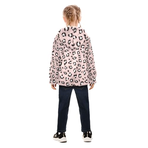 OTVEE Seamless Pink Leopard Skin Print Kids Hoodie Jacket Fall Spring Full Zip Warm Outwear Coat4