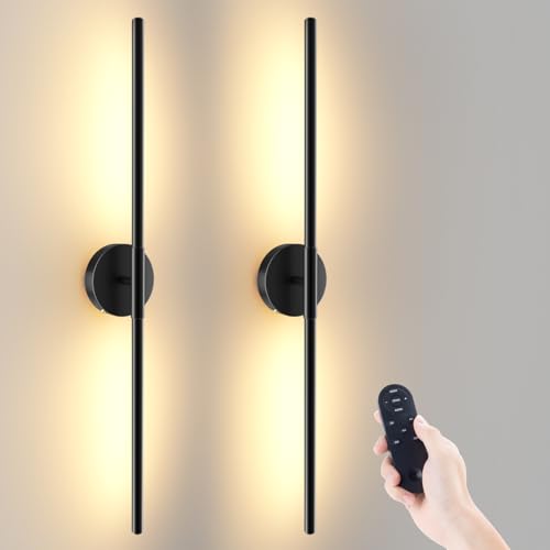 JOFIOS Battery Operated Wall Sconces Set of 2, 34.7In Black Remote Control